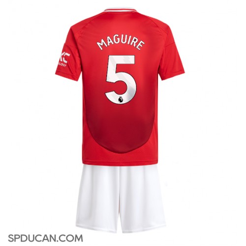 Dječji Nogometni Dres Manchester United Harry Maguire #5 Domaci 2024-25 Kratak Rukav (+ Kratke hlače)